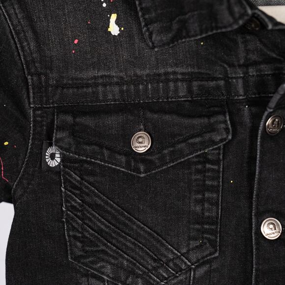 Vintage 90s Y2K Akademiks Women's Denim Jacket SMALL Paint Splatter Streetwear - Picture 3 of 7